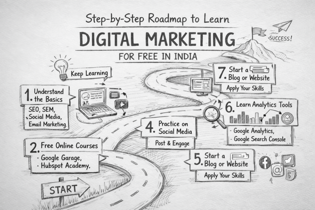 Step by Step Roadmap to Learn Digital Marketing Free in India 2026